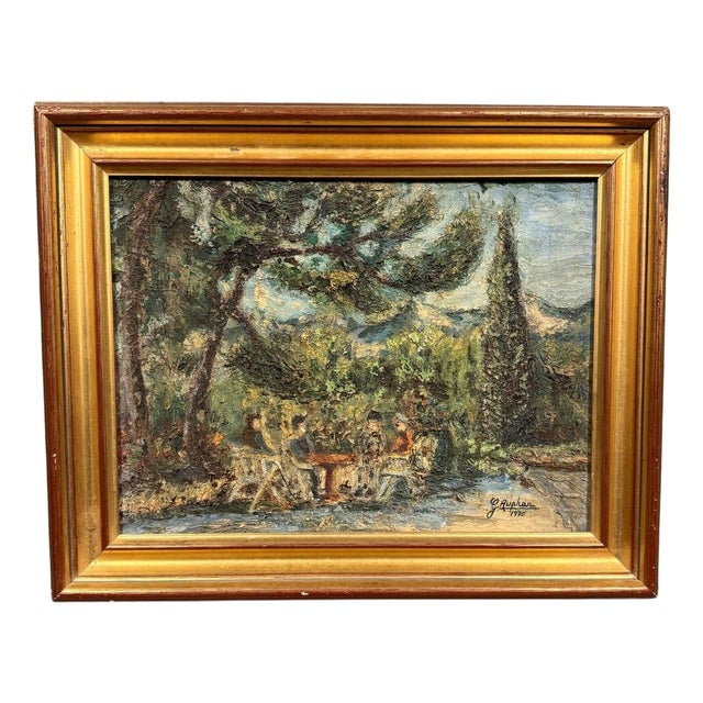 Georges Auphan, Lively Landscape, 1970s, Oil on Canvas, Framed For Sale