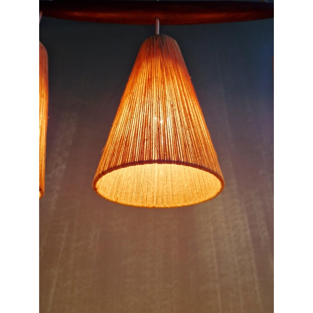 Mid-Century Teak and Sisal Rope Chandelier from Temde, 1960s For Sale - Image 10 of 18
