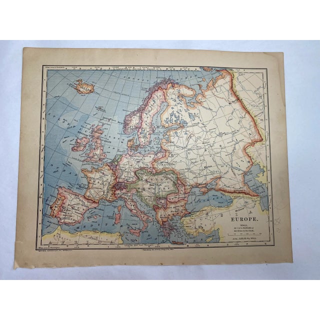 Late 19th Century 1883 Antique Europe Map For Sale - Image 5 of 5