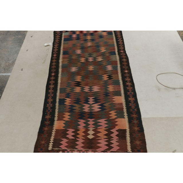 Tribal Vintage Persian Kilim Rug in Beige-Brown, Pink and Blue Tribal Geometric Pattern For Sale - Image 3 of 6