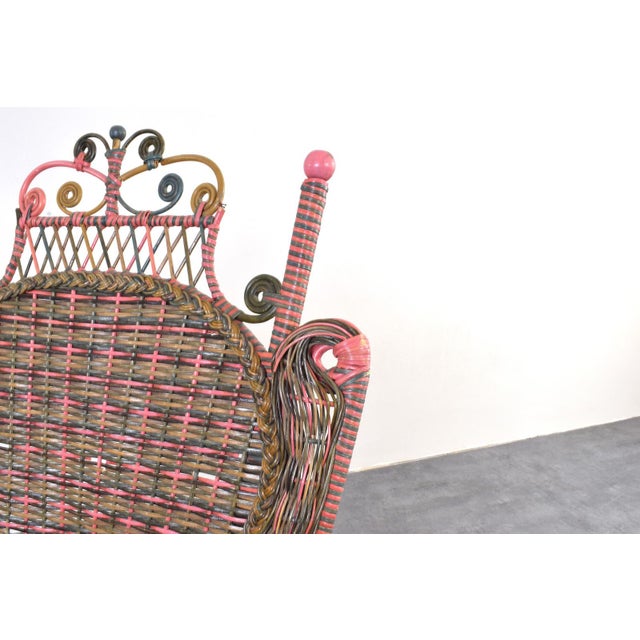 Victorian American Wicker Armchair from Heywood-Wakefield, 1910s For Sale - Image 9 of 13