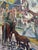 Rustic Vintage Painting on Canvas of Hungarian Horse Race- Signed For Sale - Image 3 of 14