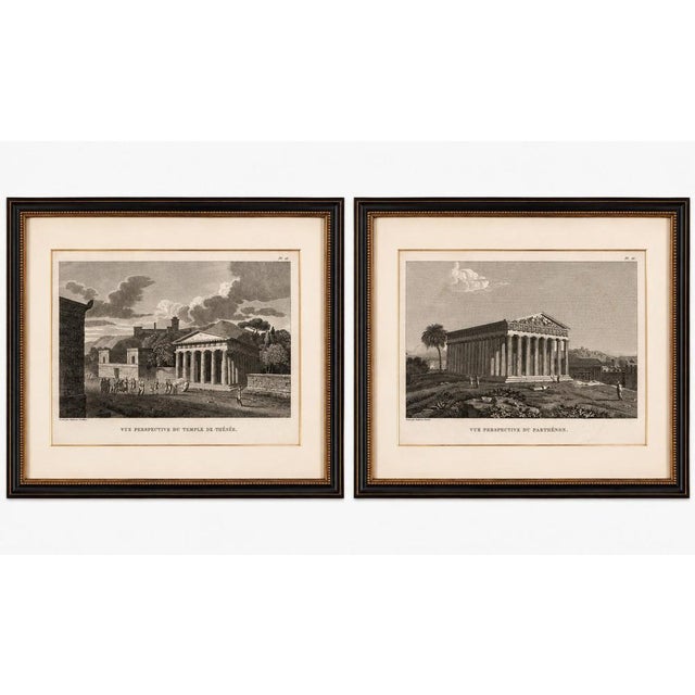 Title: Set of Two Ancient Greek Temple Views, Parthenon and Theseion, Tardieu, 1825 : Set of two original antique...