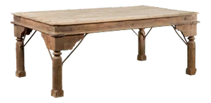 Indian Dining Table with Distressed Patina, Iron Details and Baluster Legs
