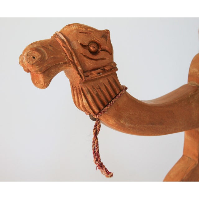Vintage Hand Carved Wood Camel Folding Table Base For Sale - Image 4 of 10