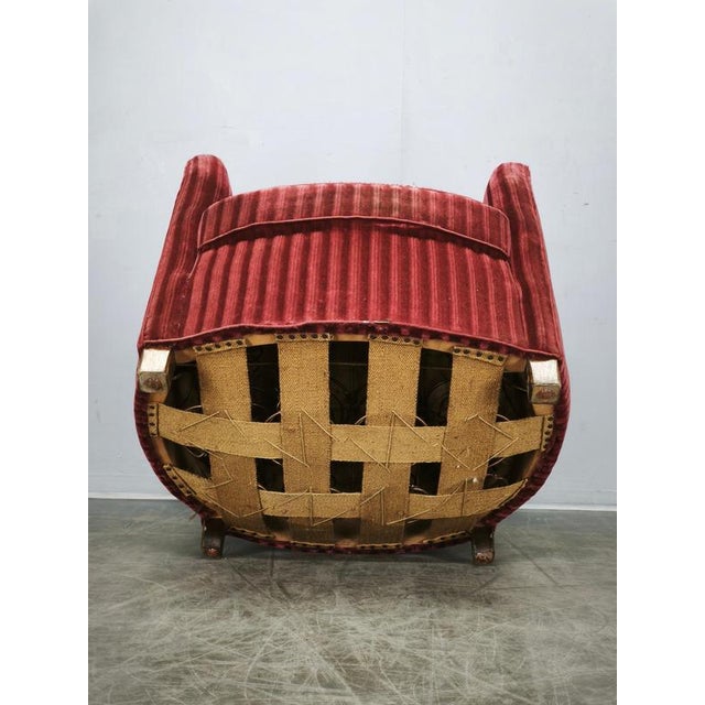 1950s Danish Modern Sculptural Velvet Lounge Armchair For Sale - Image 3 of 14