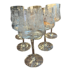 1920s Cambridge Marjorie Fuchsia Etched Goblet's Circa 1921-1934