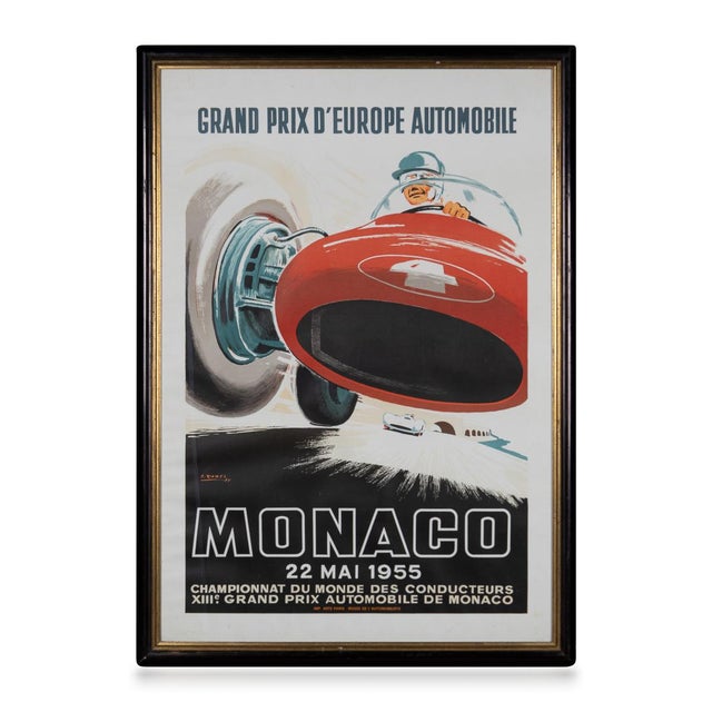 Vintage 20th Century Framed 1955 Monaco Grand Prix Poster by Jean Ramel, 1985 For Sale - Image 18 of 18