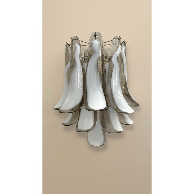 2020s Mazzega-Inspired moked & Lattimo Murano Glass Wall Sconces - a Pair For Sale - Image 5 of 7