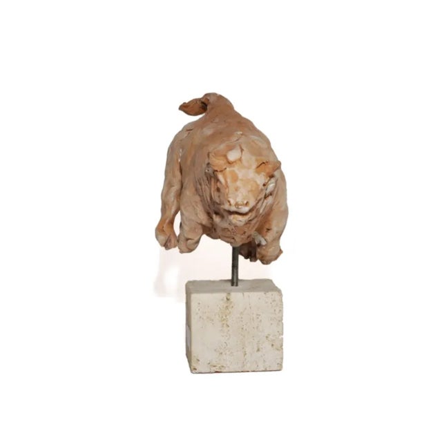 Ceramic Terracotta Bull Sculpture by Mario Bertozzi For Sale - Image 7 of 8