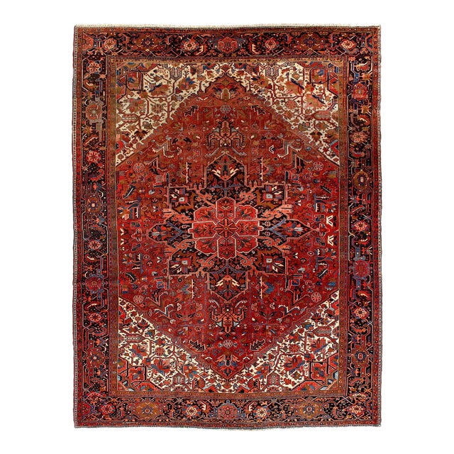 Pasargad DC Rust Persian Hand Knotted Fine Heriz Rug For Sale