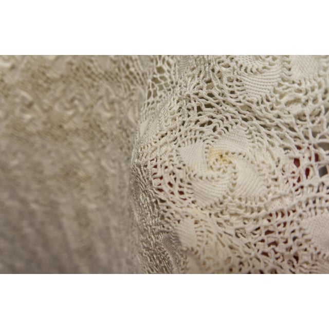 Crochet Tablecloth With Swirling Floral Motif For Sale - Image 4 of 5