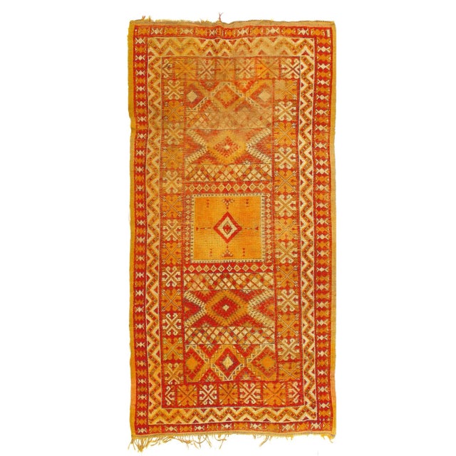Vintage Gold Color Moroccan Rug 4'4'' X 9'4'' For Sale - Image 4 of 5