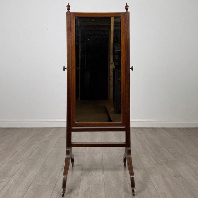 Antique Edwardian Mahogany Cheval Mirror For Sale - Image 5 of 9