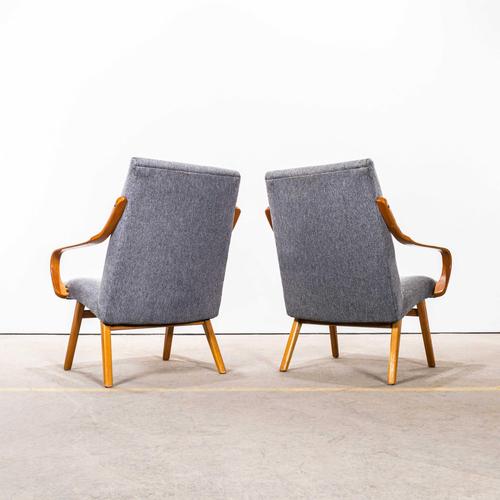 1950s Vintage Lounge Chair in Cotton by Jaroslav Šmídek, 1950s For Sale - Image 5 of 10