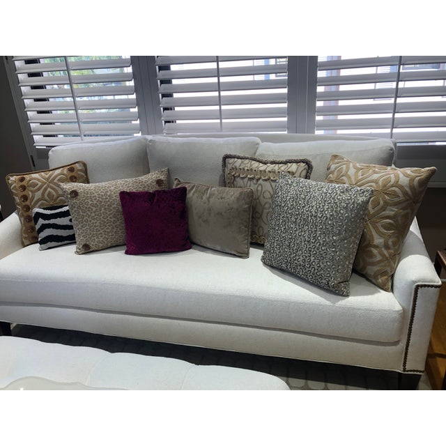 2020s New Cowtan & Tout Silk Swirl Pattern Fabric 18” Square Pillow ($520 Wholesale) For Sale - Image 5 of 5