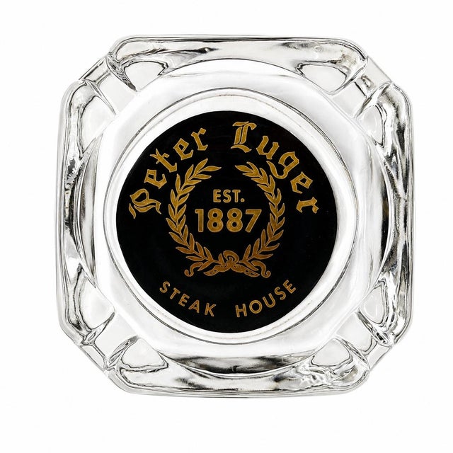 Transparent Vintage Peter Luger Nyc Steakhouse Restaurant Glass Ashtray For Sale - Image 8 of 10