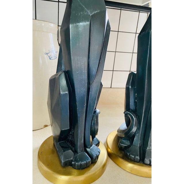 Regal Matching Pair of Heavy Ceramic Mid Century Cubist Siamese Cats On Brass Bases (missing felt on one) These Have Such...