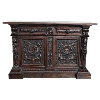 Antique Renaissance Style Carved Sideboard For Sale