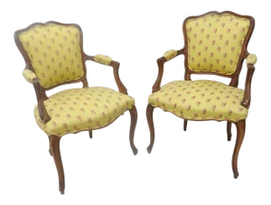 Late 20th Century Louis XVI Walnut Arm Chairs - A Pair