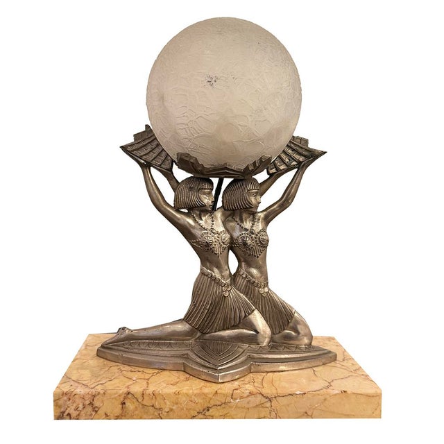 Art Deco Table Lamp with Female Figure, 1930 For Sale - Image 10 of 10