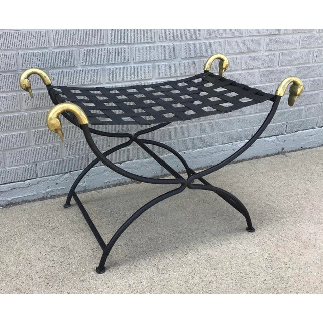 Mid 20th Century Mid 20th Century Neo Classic Curule Swan Stool Attributed to Maison Jansen For Sale - Image 5 of 13