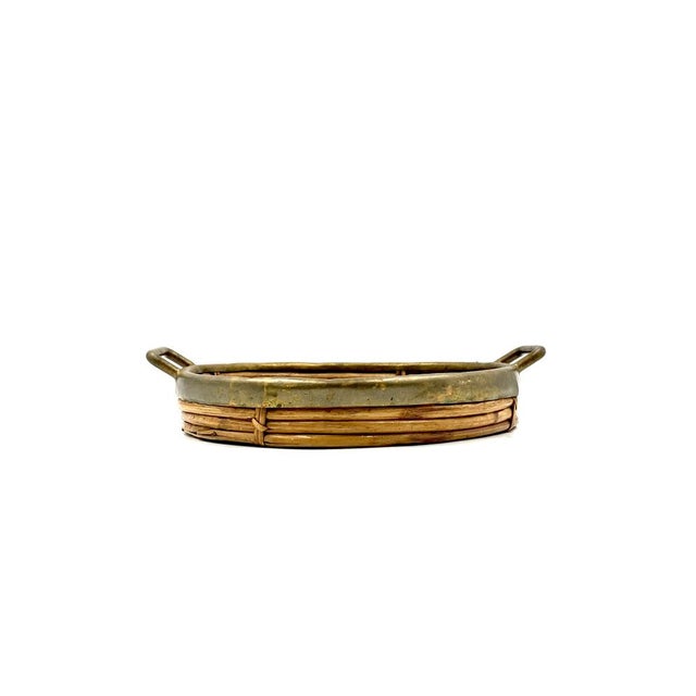 Hollywood Regency Brass and Wicker Bowl, Italy, 1970s For Sale - Image 16 of 18