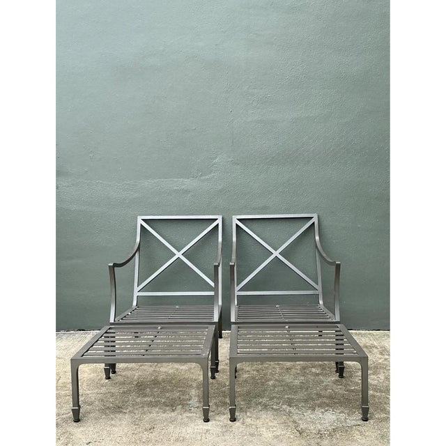 Vintage McKinnon and Harris Cast Aluminum Chairs With Ottomans - A Pair For Sale - Image 17 of 18