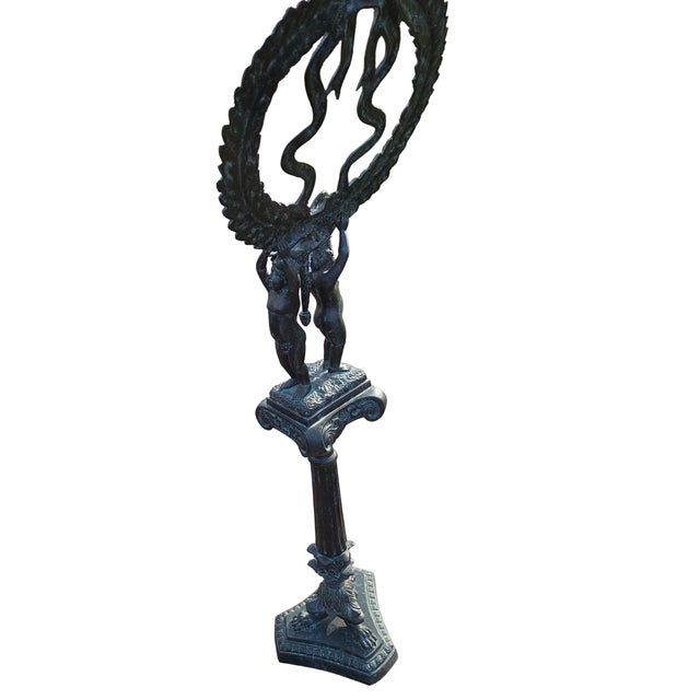 1990s 1990s Maitland Smith Bronze Neo Classical Sheet Music Stand Cherubs Statue Sculpture For Sale - Image 5 of 14
