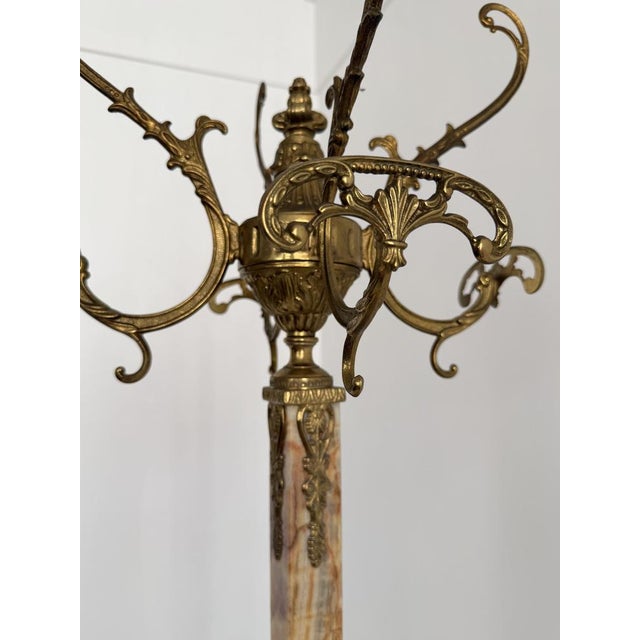 1960s Vintage Italian Brass and Onyx Hall Tree Coat Rack with Rotating Crown and Female Faces, 1960s For Sale - Image 5 of 18