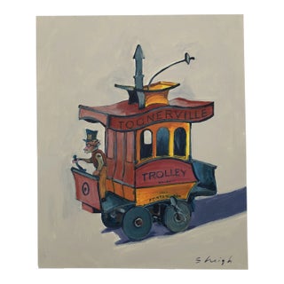 Contemporary Philadelphia Illustrator Stephen Heigh “Toonervle Trolley” Painting For Sale