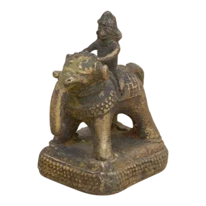 Vintage Small Ceremonial Aged Brass Elephant Figure