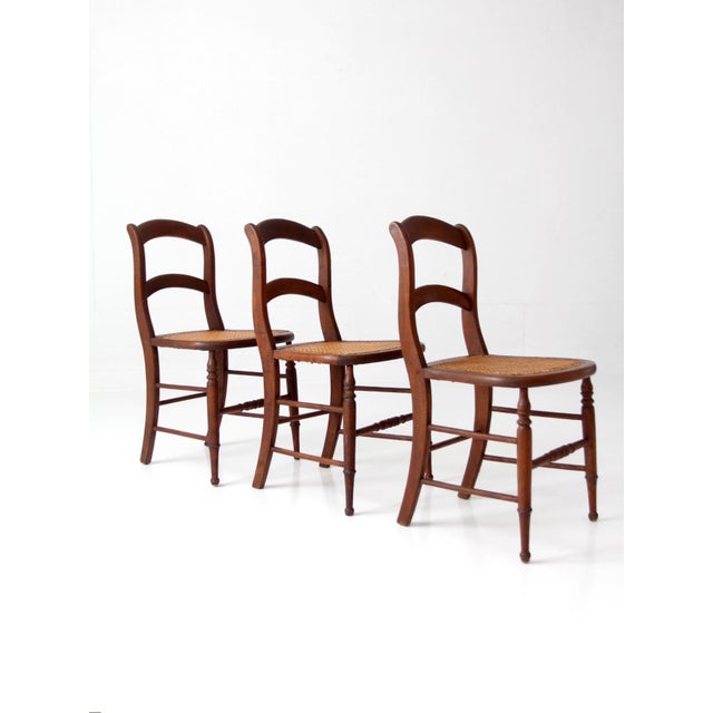 Antique Cane Seat Dining Chairs Set of 3 For Sale - Image 12 of 14
