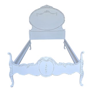 Vintage Twin Size Bed Frame, White Romantic Style Circa 1930's For Sale
