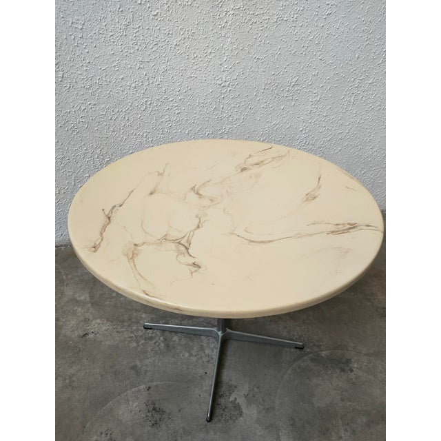 1970s Mid-Century Danish Metal and Faux Marble Table, 1970s For Sale - Image 5 of 6