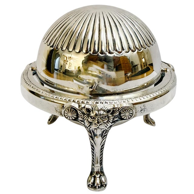 Early 20th Century American Rogers Silver-Plated Roll Top Caviar / Butter Dish With Glass Liner - Caviar Server For Sale In San Diego - Image 6 of 10