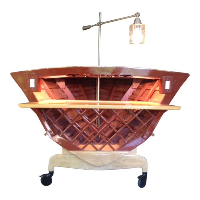 Nautical Century Palomino Wooden Boat Wine Rack and Bar Chairish