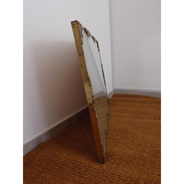 Rectangular Shaped Brass Mirror with Decorative Elements, 1950s, in Very Good conditions. Designed 1950 to 1959