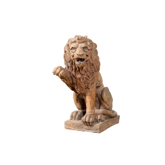 Ceramic Antique Terracotta Lion Figure For Sale - Image 7 of 7
