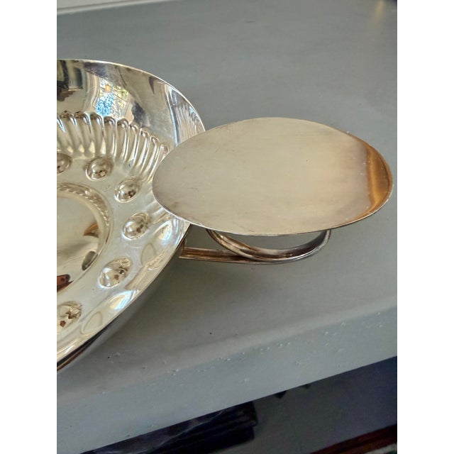 French Vintage Oversized French Silver Plate Sommelier Tastevin Cup For Sale - Image 3 of 11