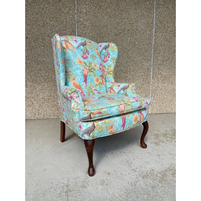 Mid-Century Modern Upholstered Vintage Wingback Chair, Mid 20th Century For Sale - Image 3 of 6