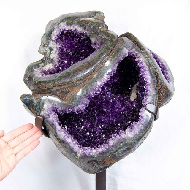 Amethyst Crystal Cluster on Stand (Uruguay #H0459) Video available upon request Unique Amethyst Geode with three openings....