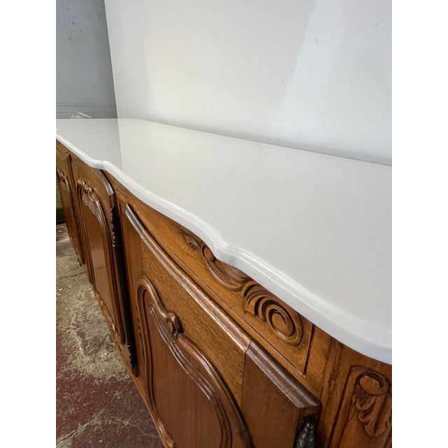 Mid 20th Century Vintage Country French Buffet Marble Top For Sale - Image 5 of 9