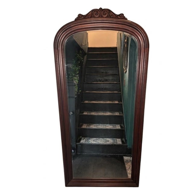 Wood Pennsylvania House Grand Full-Length Mirror: 37x80 Vintage Chinoiserie Grandeur For Sale - Image 7 of 16