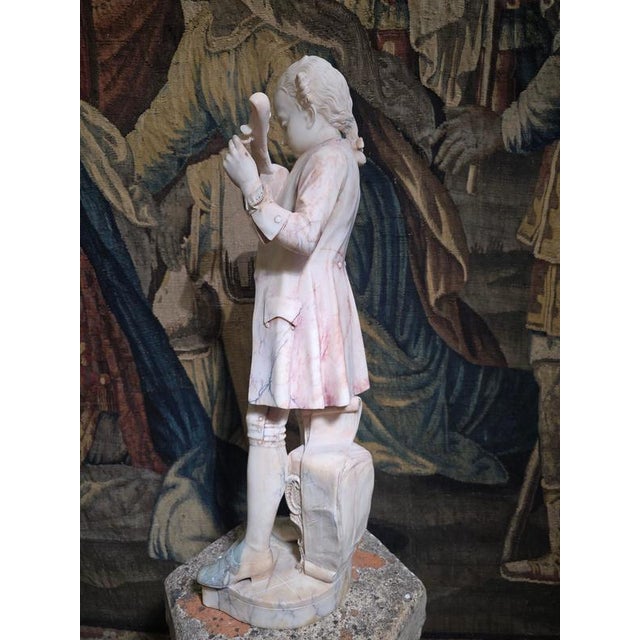 Grand Tour Alabaster Sculpture of Young Mozart Playing The, 1850, Alabaster For Sale - Image 10 of 17