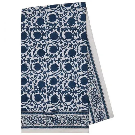 Blue Lotus 4-Seat Blue Tablecloth For Sale - Image 8 of 8