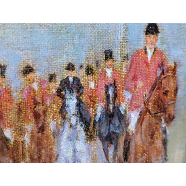 Mid 20th Century V. Scoville Wing Original Equestrian Hunt Oil Painting, Red Coats, Autumn Golds, Ralph Lauren Style For Sale In New York - Image 6 of 18