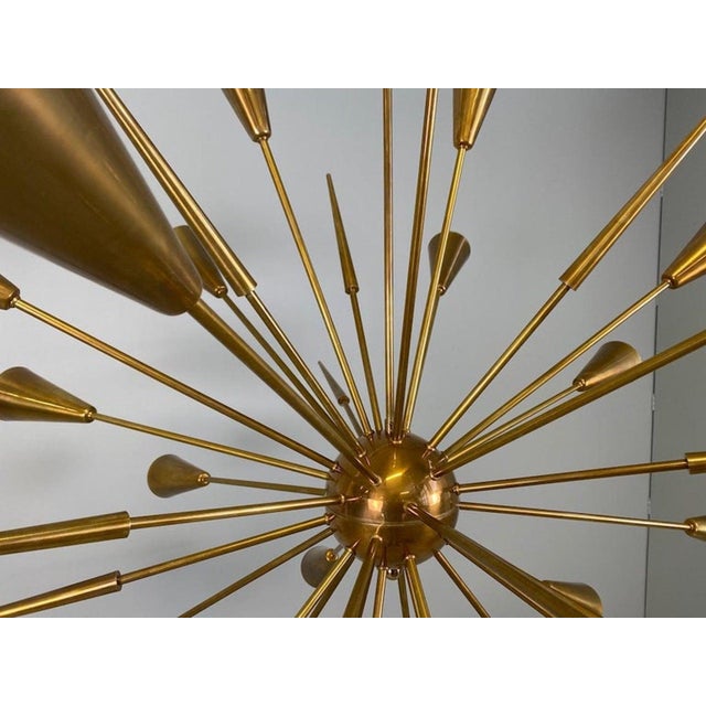 Metal Italian Sputnik Brass Chandelier, 1970 For Sale - Image 7 of 11