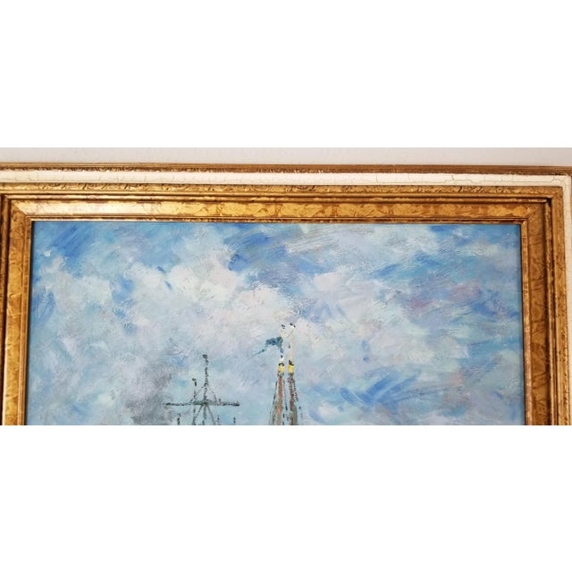 David Kessler Harbor Scene Seascape Oil on Canvas Painting For Sale - Image 9 of 11