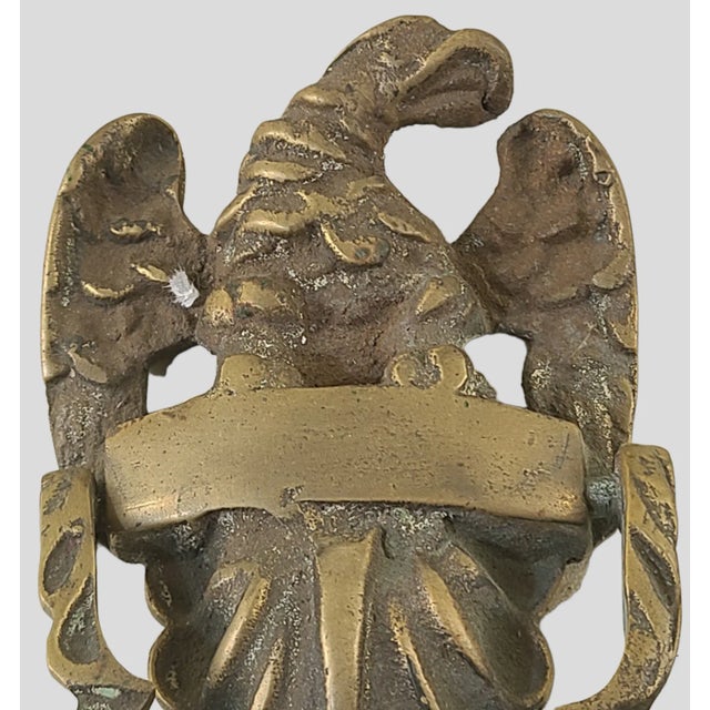 Metal Antique Late 19th Century Brass Figural Federal Proud American Eagle Door Knocker For Sale - Image 7 of 8